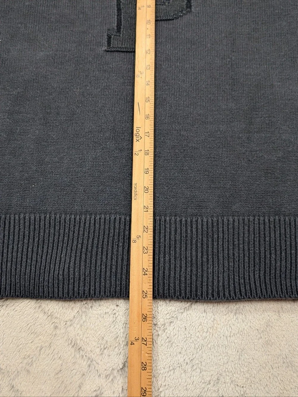 Polo Ralph Lauren Sweater Mens XL Black Big P Logo Boatneck Heavy Cotton Knit